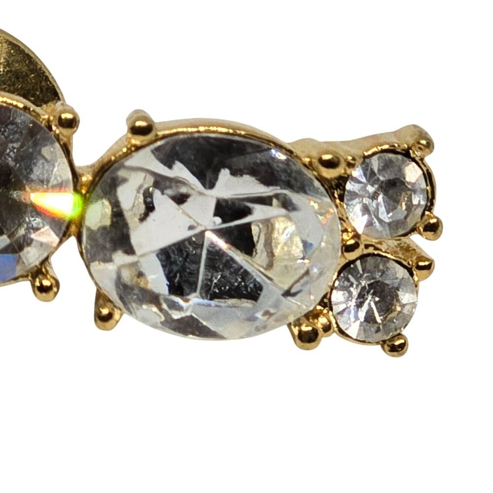 Vintage Gold Tone Crystal Rhinestone Bow Brooch Pin Bridal Formal - Picture 4 of 10